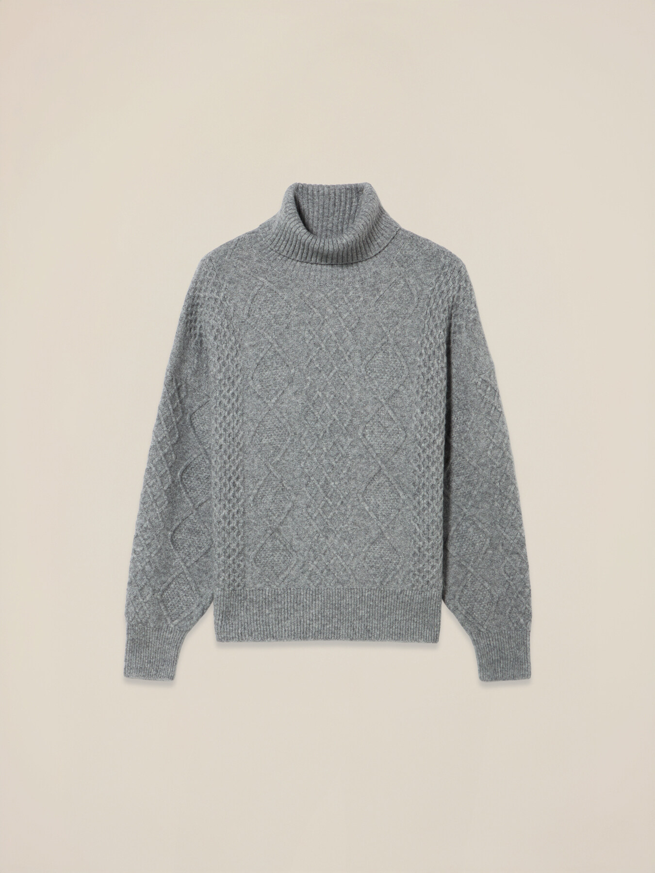 Mixed wool turtleneck with diamond knit pattern image number 3