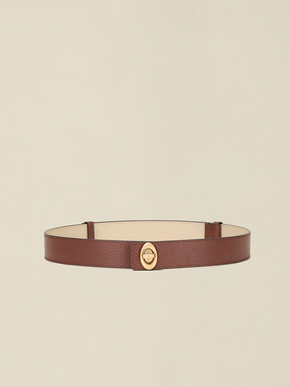 Genuine leather belt with buckle
