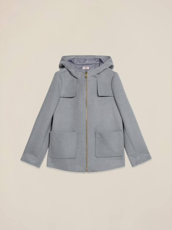 Cappotto corto con zip e cappuccio