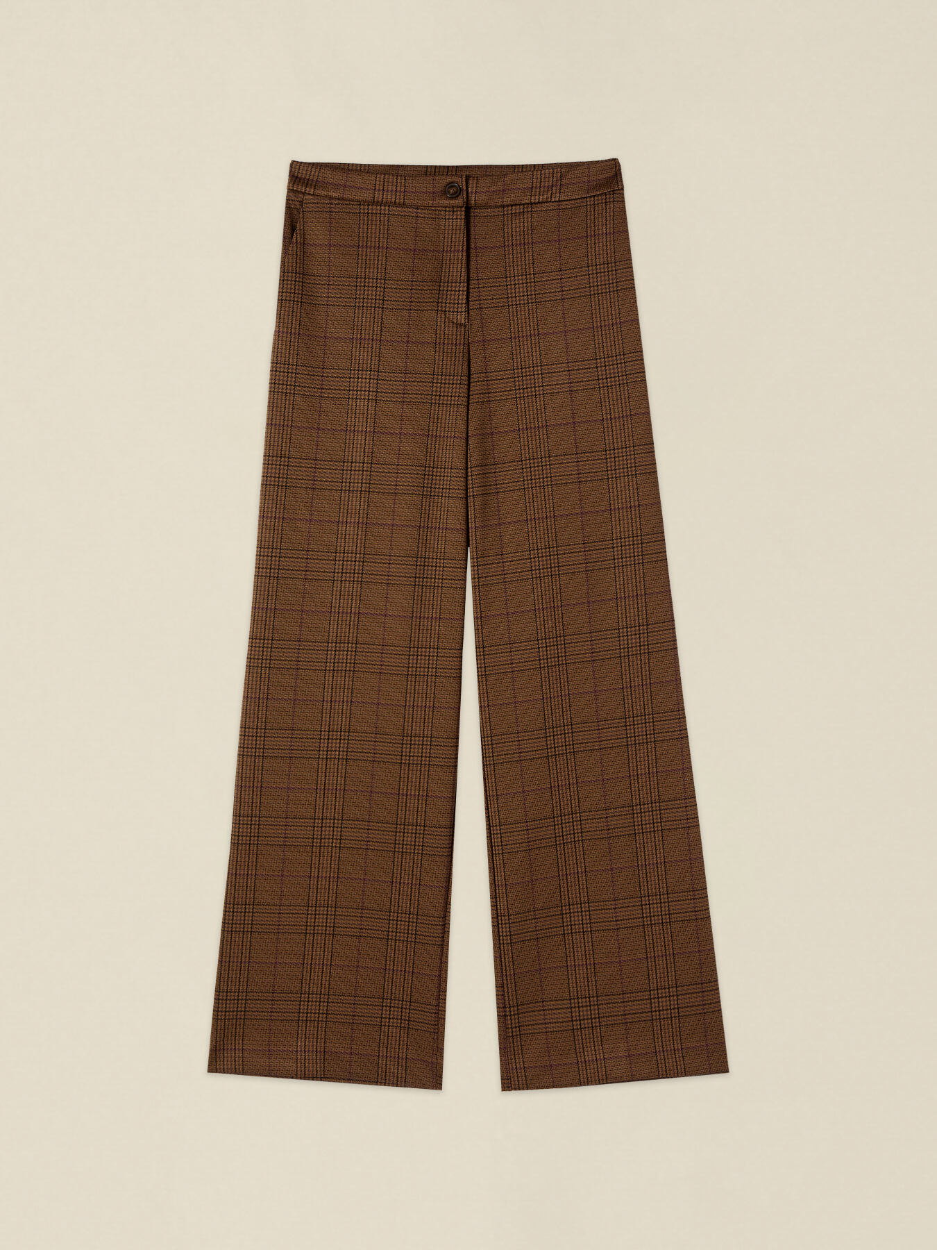 Palazzohose aus Ponte-Strick mit Check-Muster image number 0