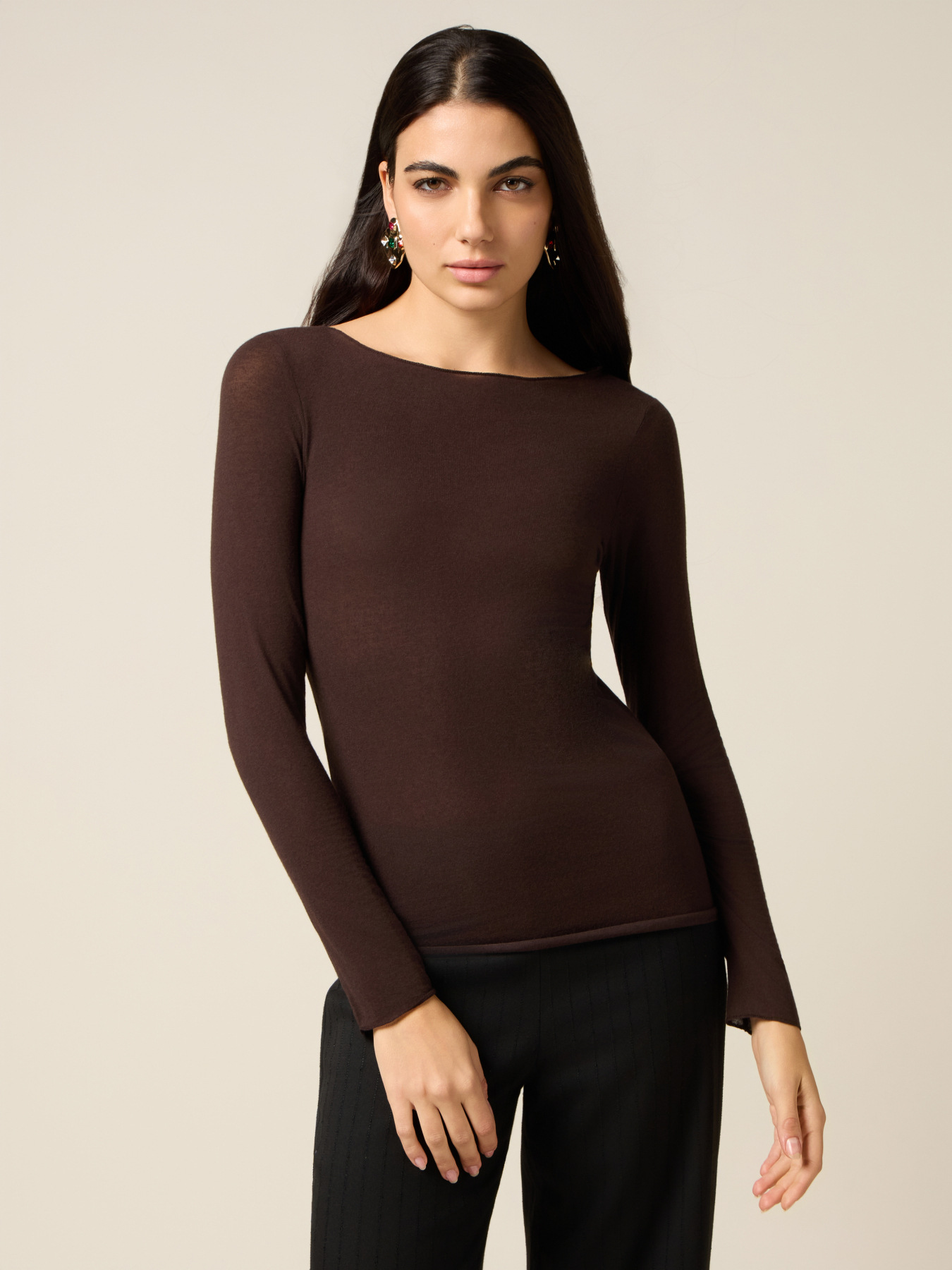 Cotton and cashmere blend T-shirt image number 0