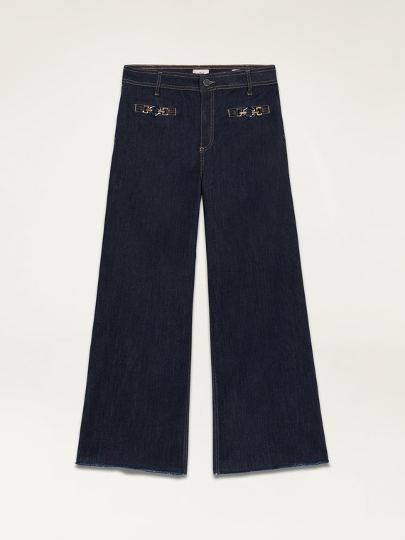 Umweltfreundliche Cropped-Jeans mit weitem Bein