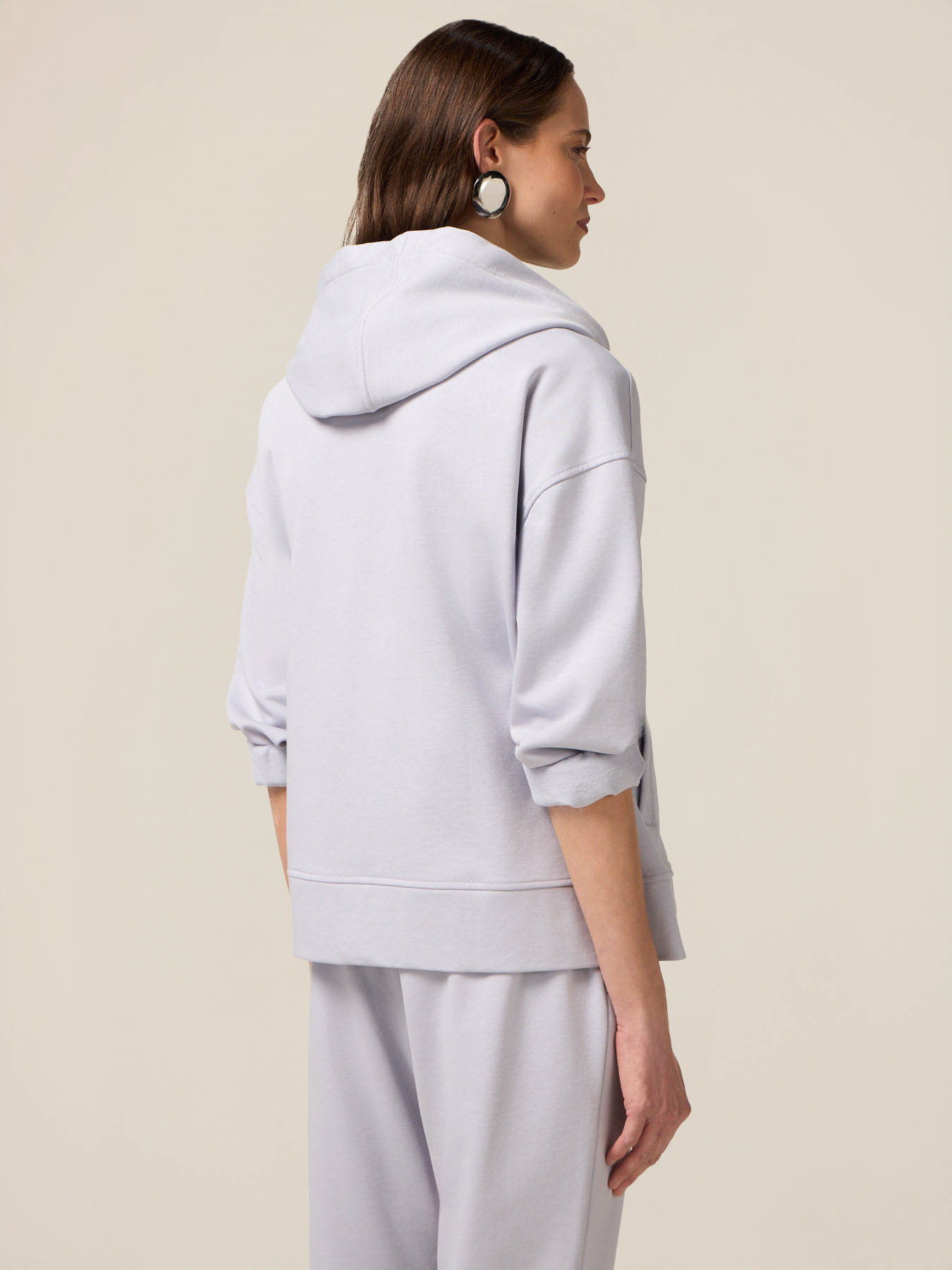 Cotton blend hoodie with zip image number 1