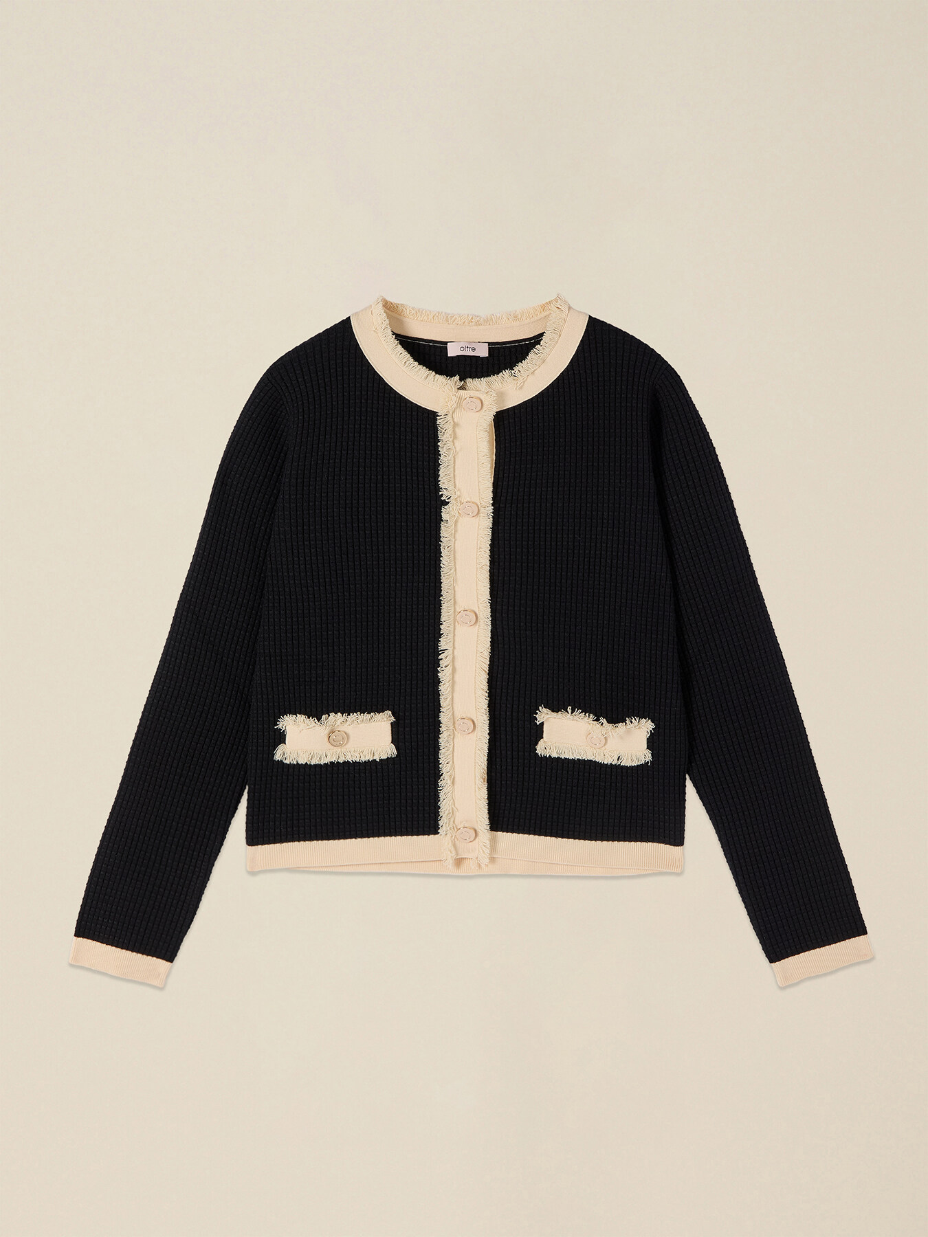 Cardigan bicolor effetto giacca image number 3