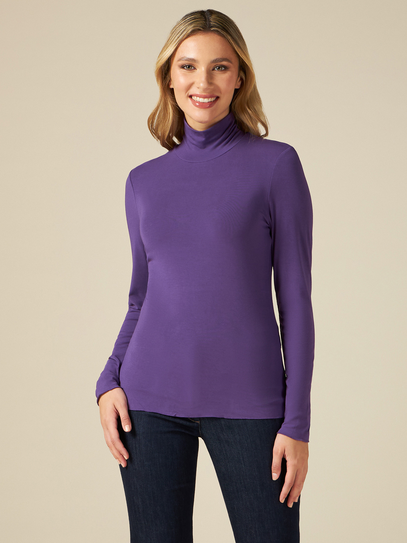 Pull &agrave; col roul&eacute; en jersey image number 0