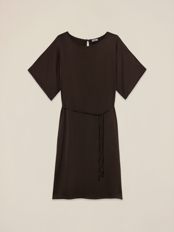 Satin dress with belt