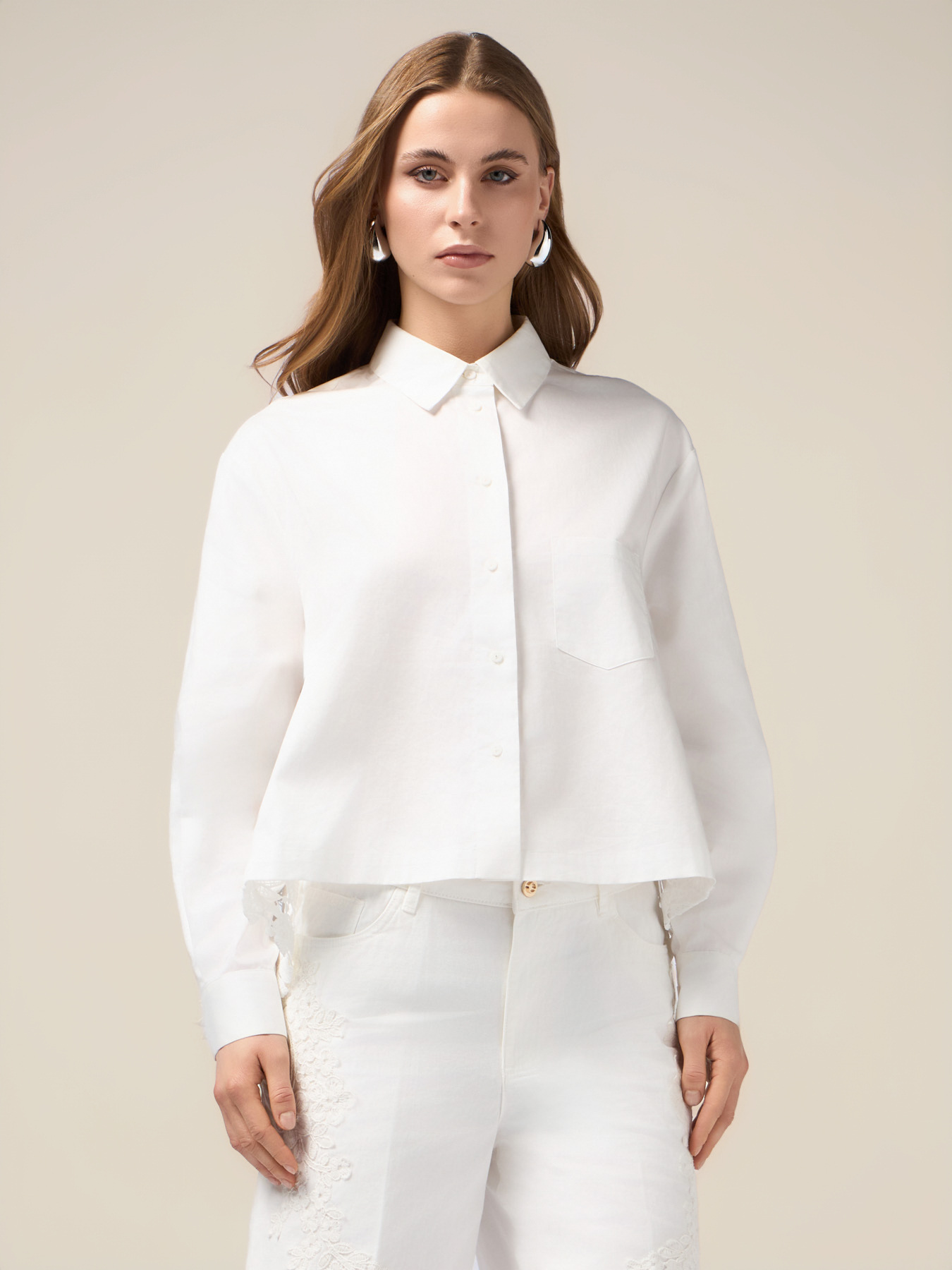 Camicia boxy con retro in pizzo image number 0
