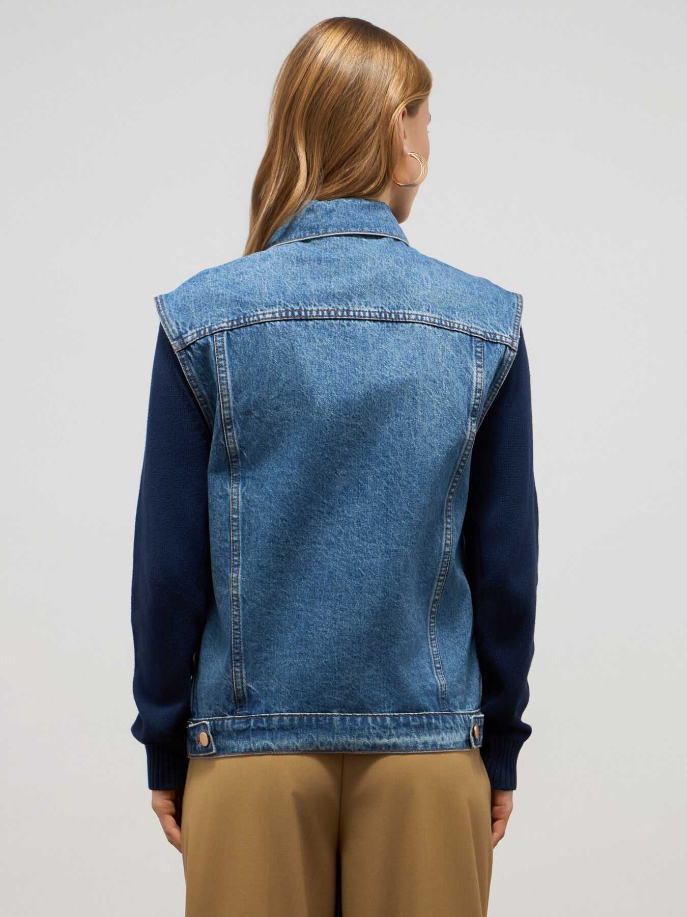 Gilet en jean avec application florale image number 1