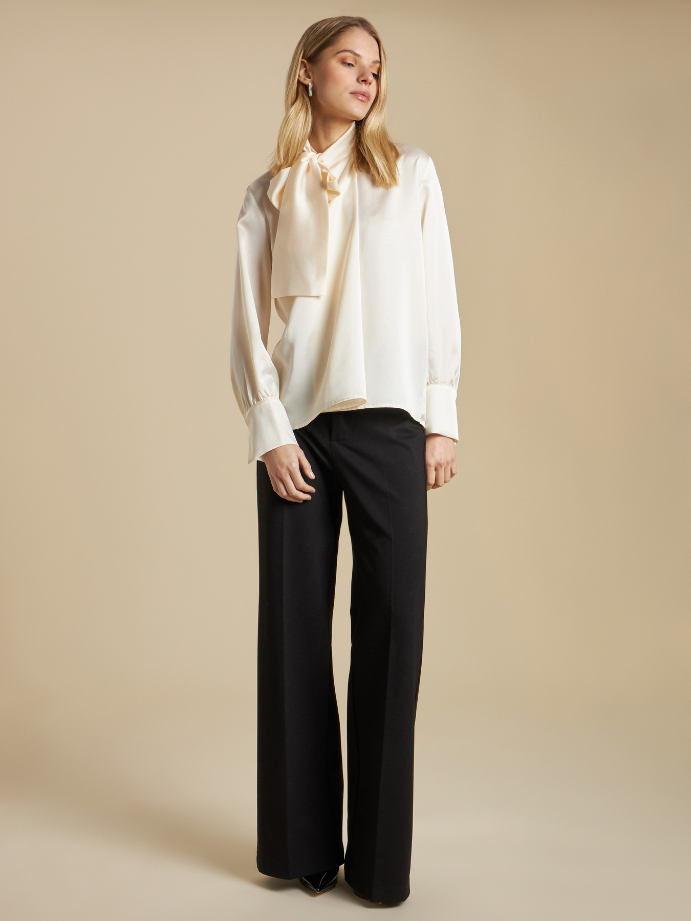 Satin blouse with bow image number 3