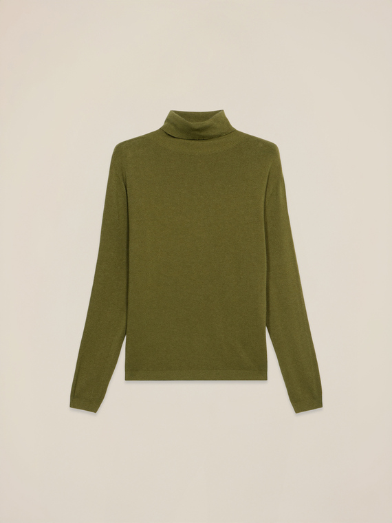 Jersey de cuello alto de punto fino mezcla de viscosa