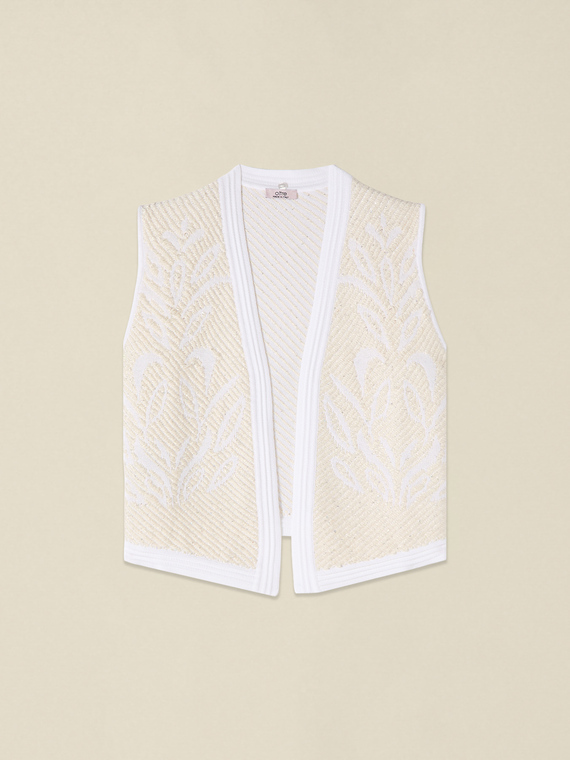 Gilet effetto stuoia con micro paillettes