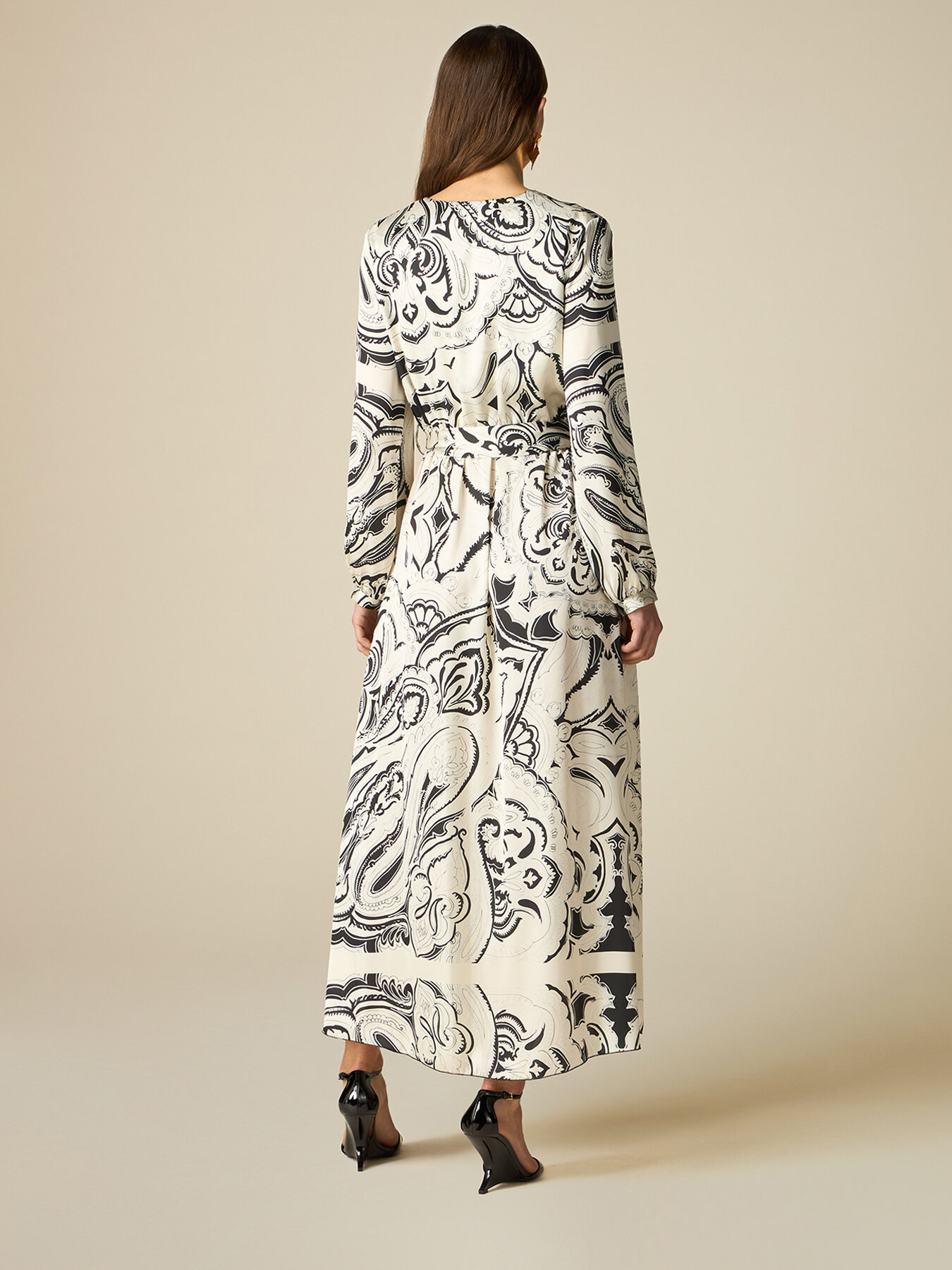 Vestito lungo in raso fantasia image number 1