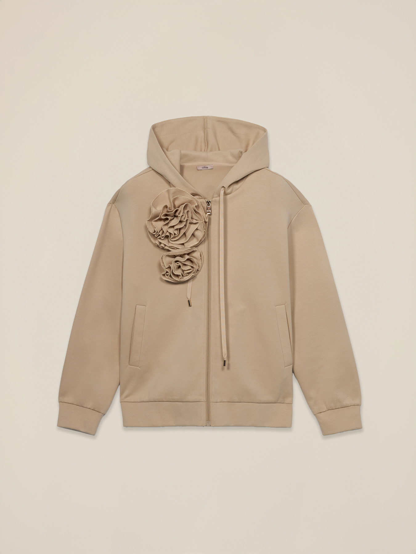 Felpa con zip e spille e fiore image number 3