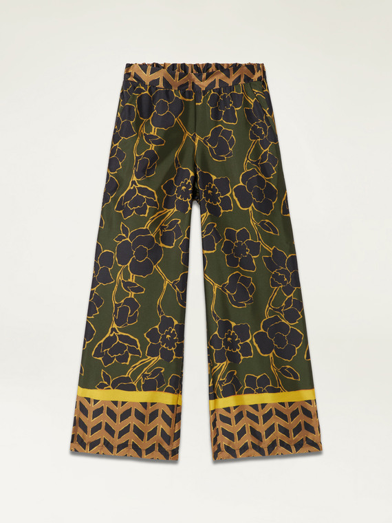 Patterned satin palazzo trousers