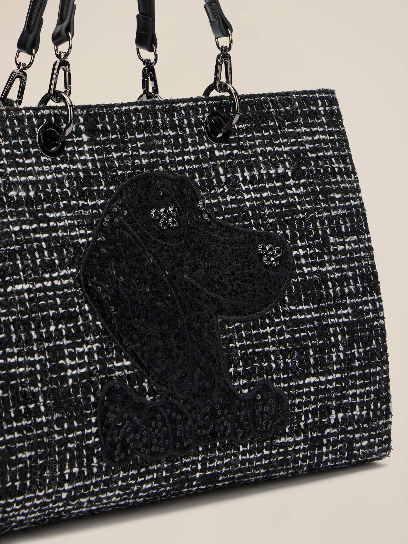 Tracolla in tweed con applicazione image number 4