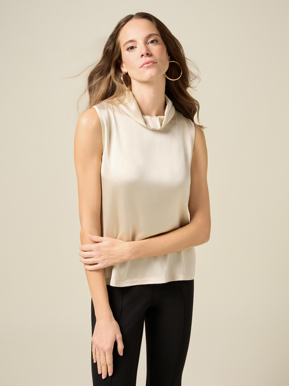 Satin top with high neck