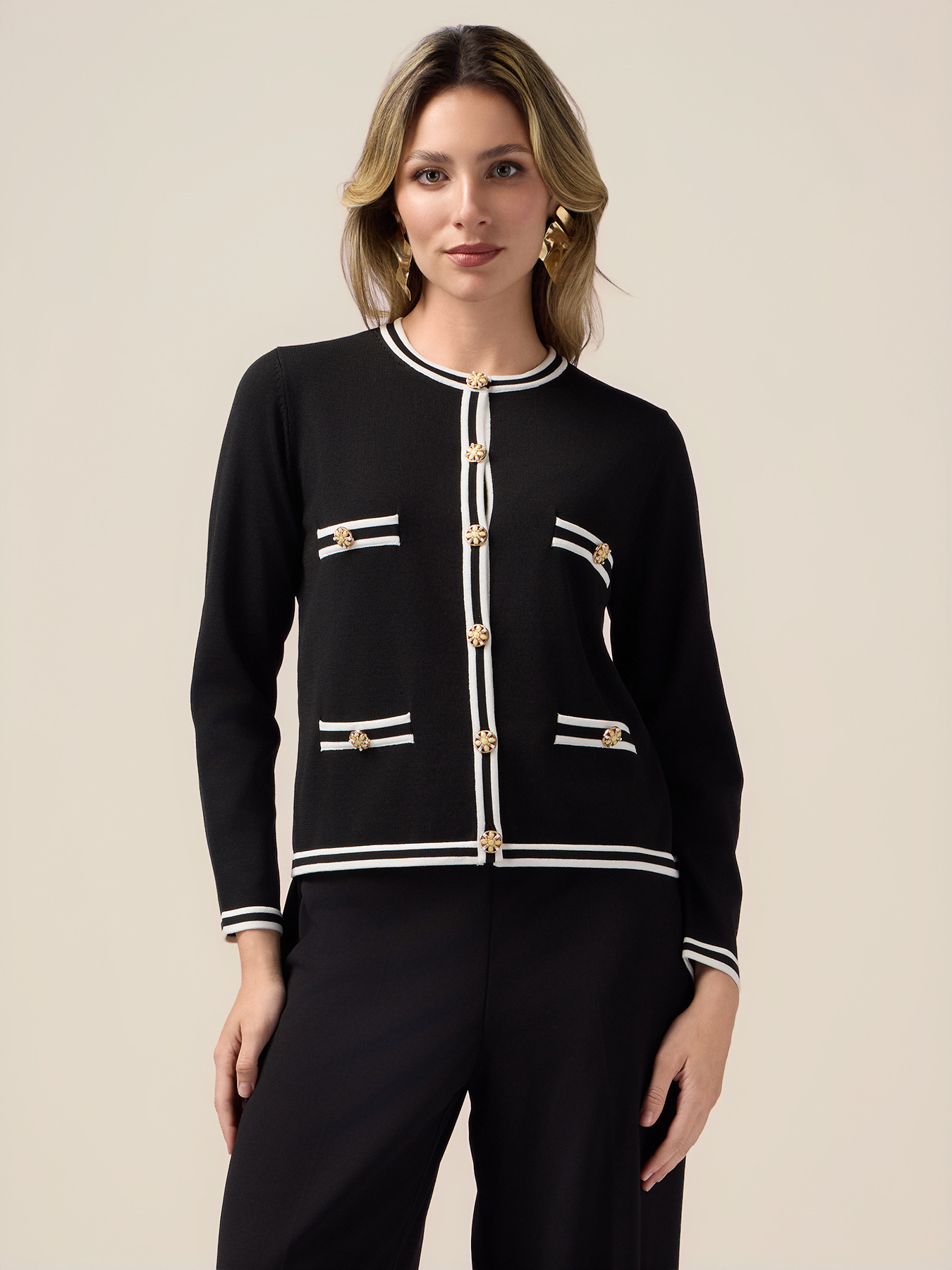 Cardigan ad effetto giacca image number 0