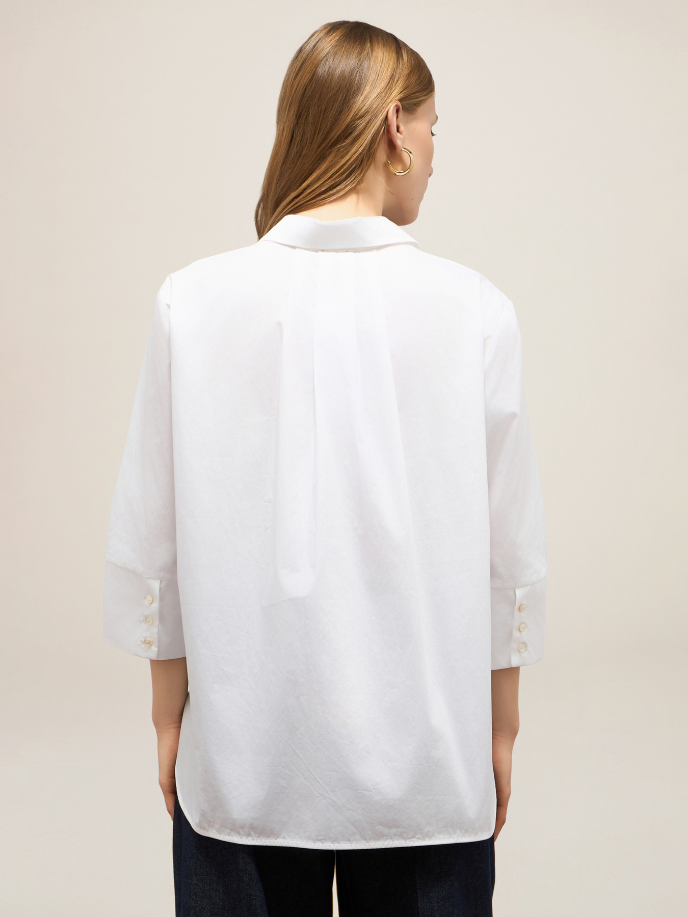 Blusa over in popeline con dettaglio gioiello image number 1