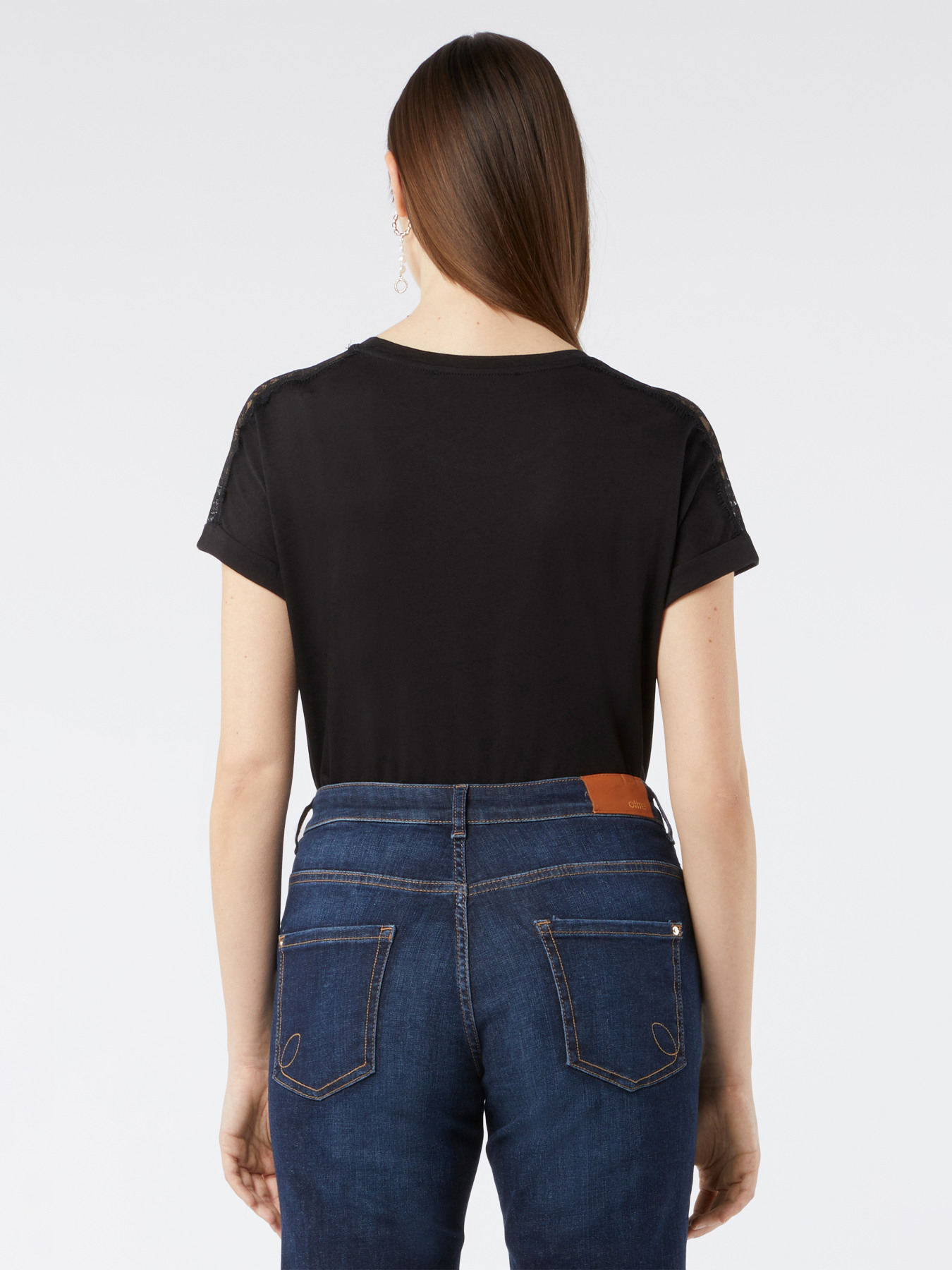 T-shirt with lace and rhinestones image number 1