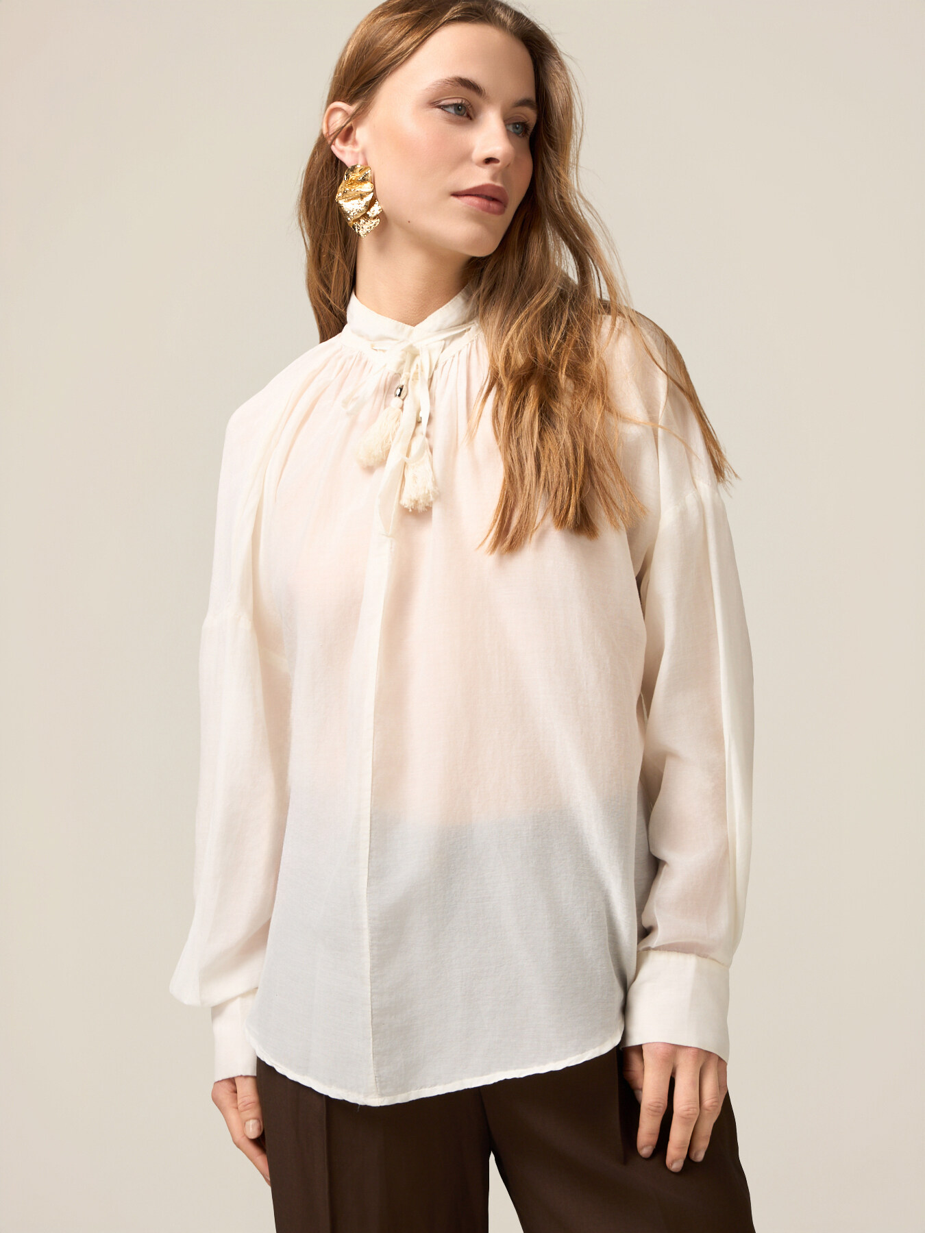 Blusa in mussola misto seta image number 0
