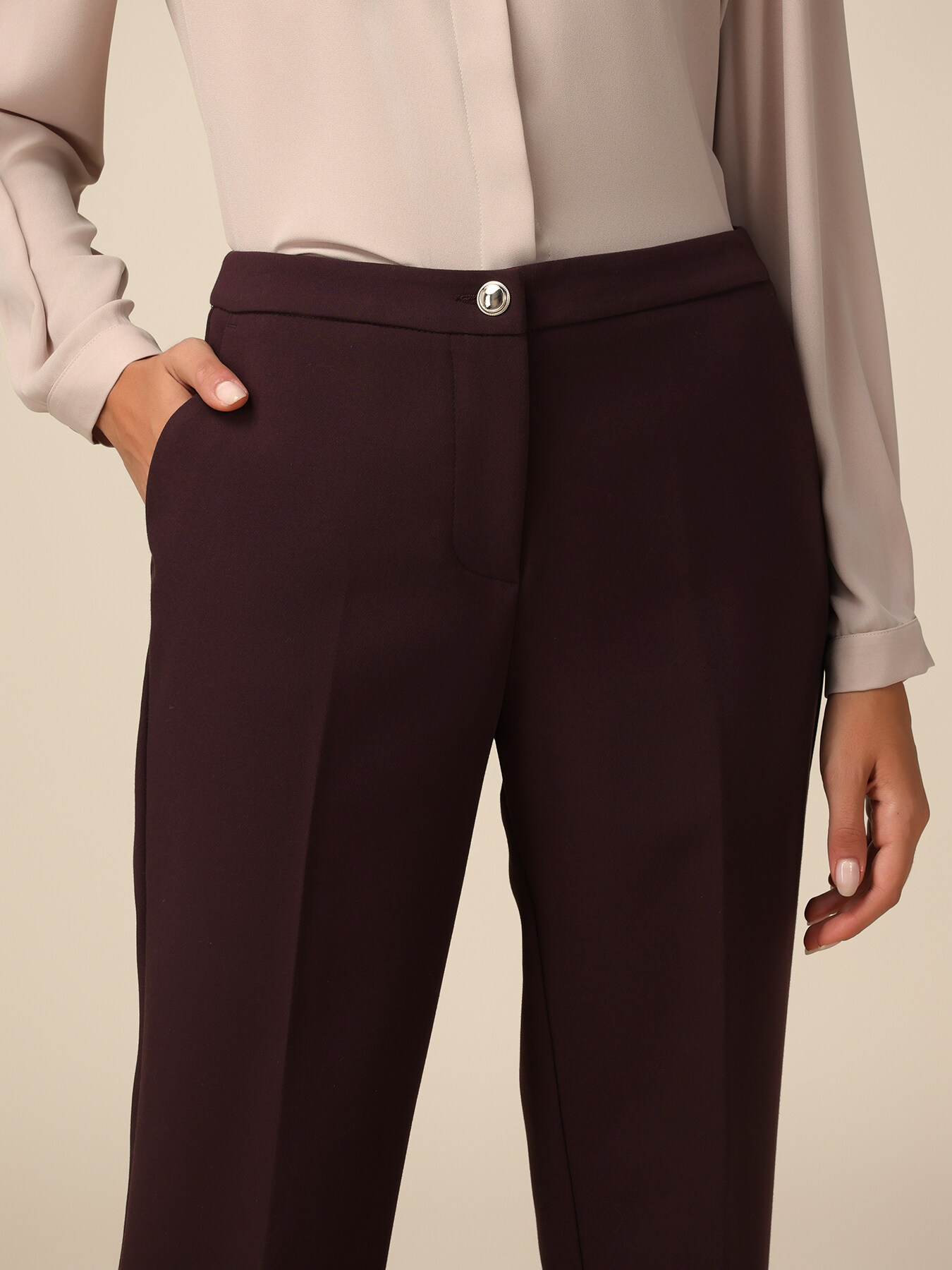 Regular viscose blend trousers image number 2
