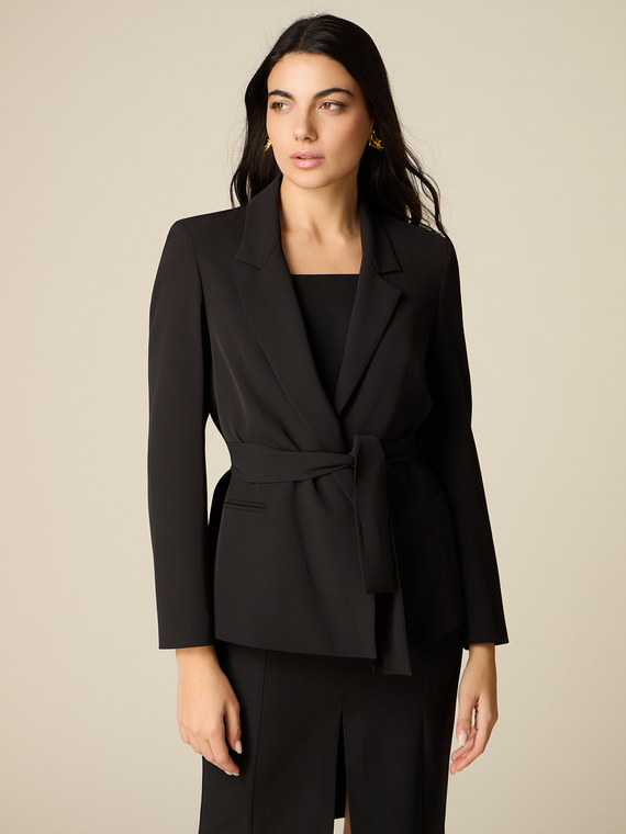 Blazer with tie belt