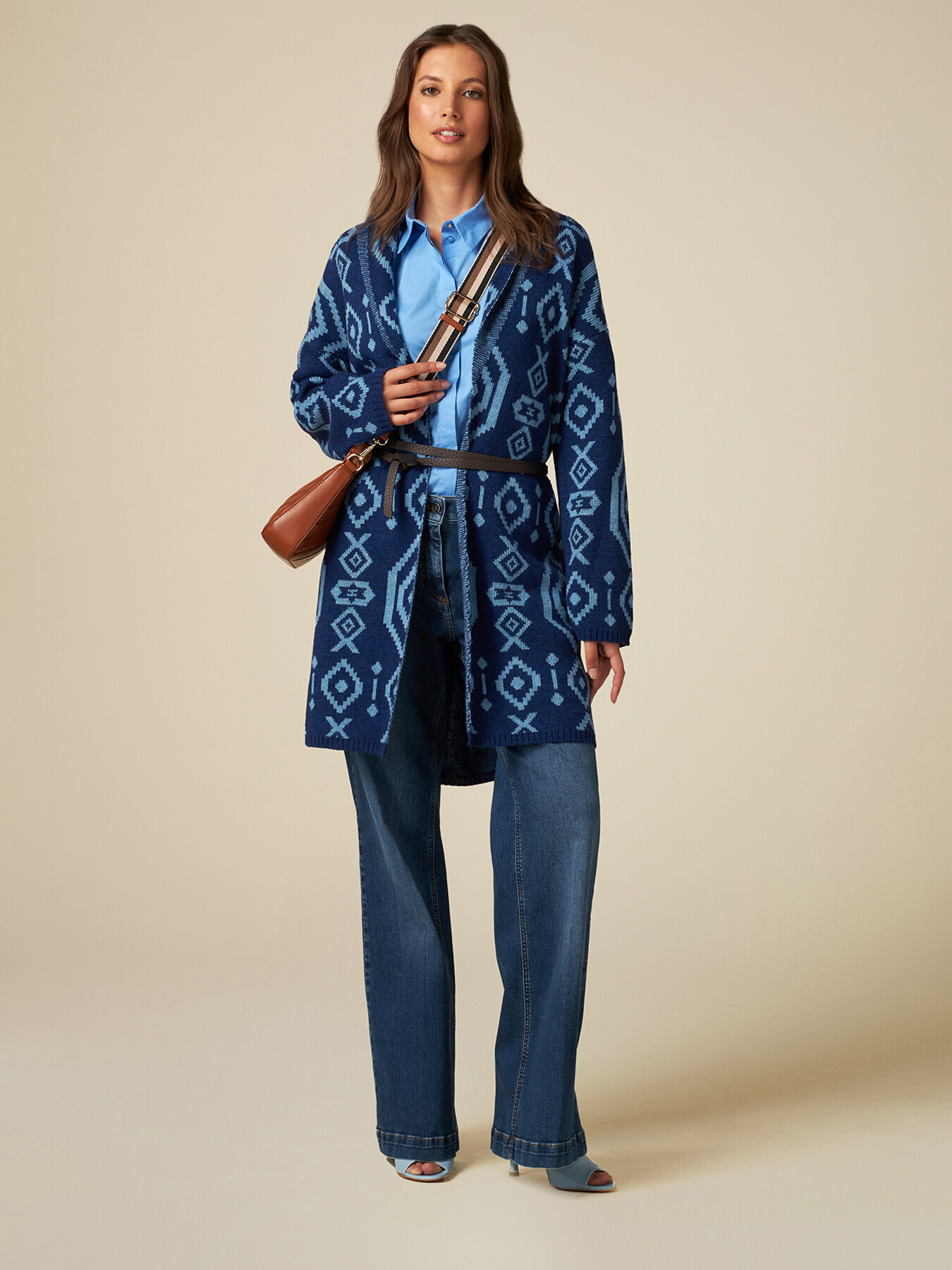 Cardigan over misto lana jacquard image number 3