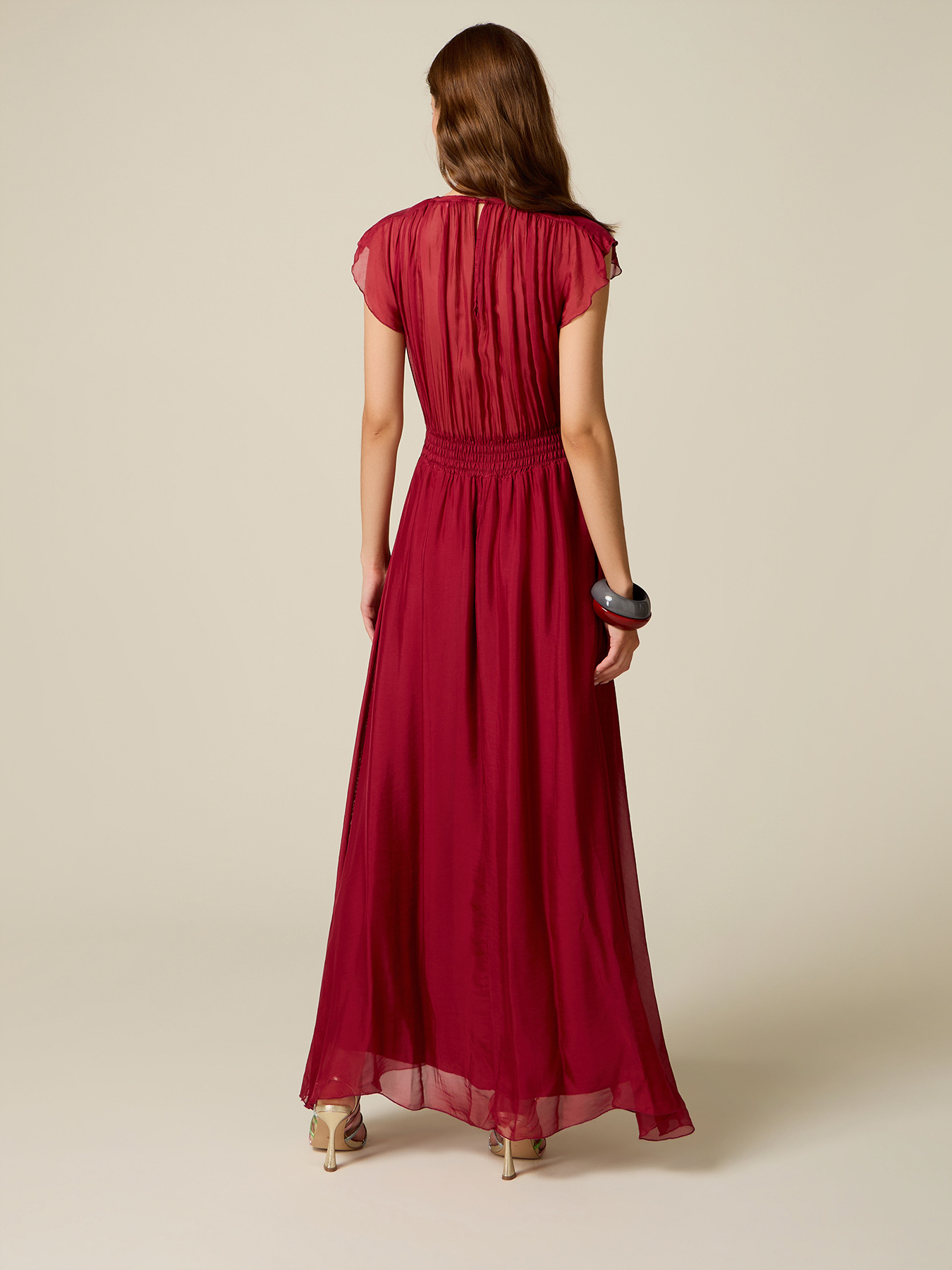 Langes Kleid aus Seiden-Voile-Mix image number 1