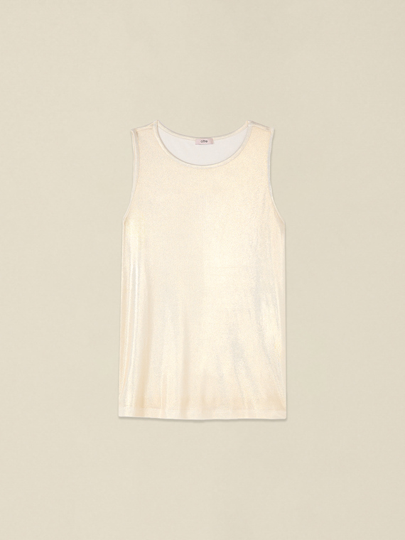 Metallic effect jersey top
