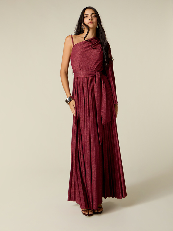 Einsschultriges Plissee-Kleid aus Lurex-Jersey