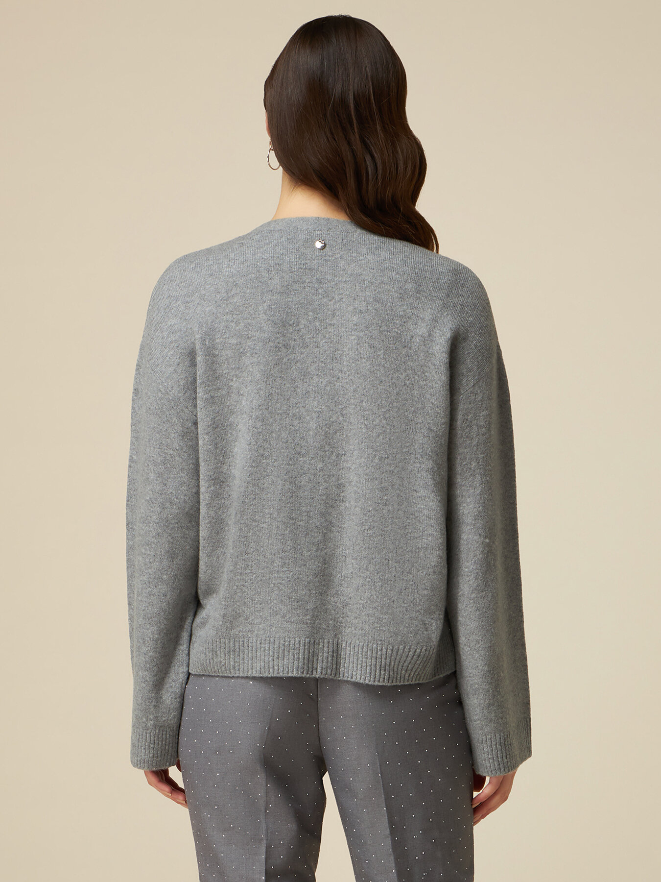 Cardigan de laine m&eacute;lang&eacute;e avec boutons bijou image number 1