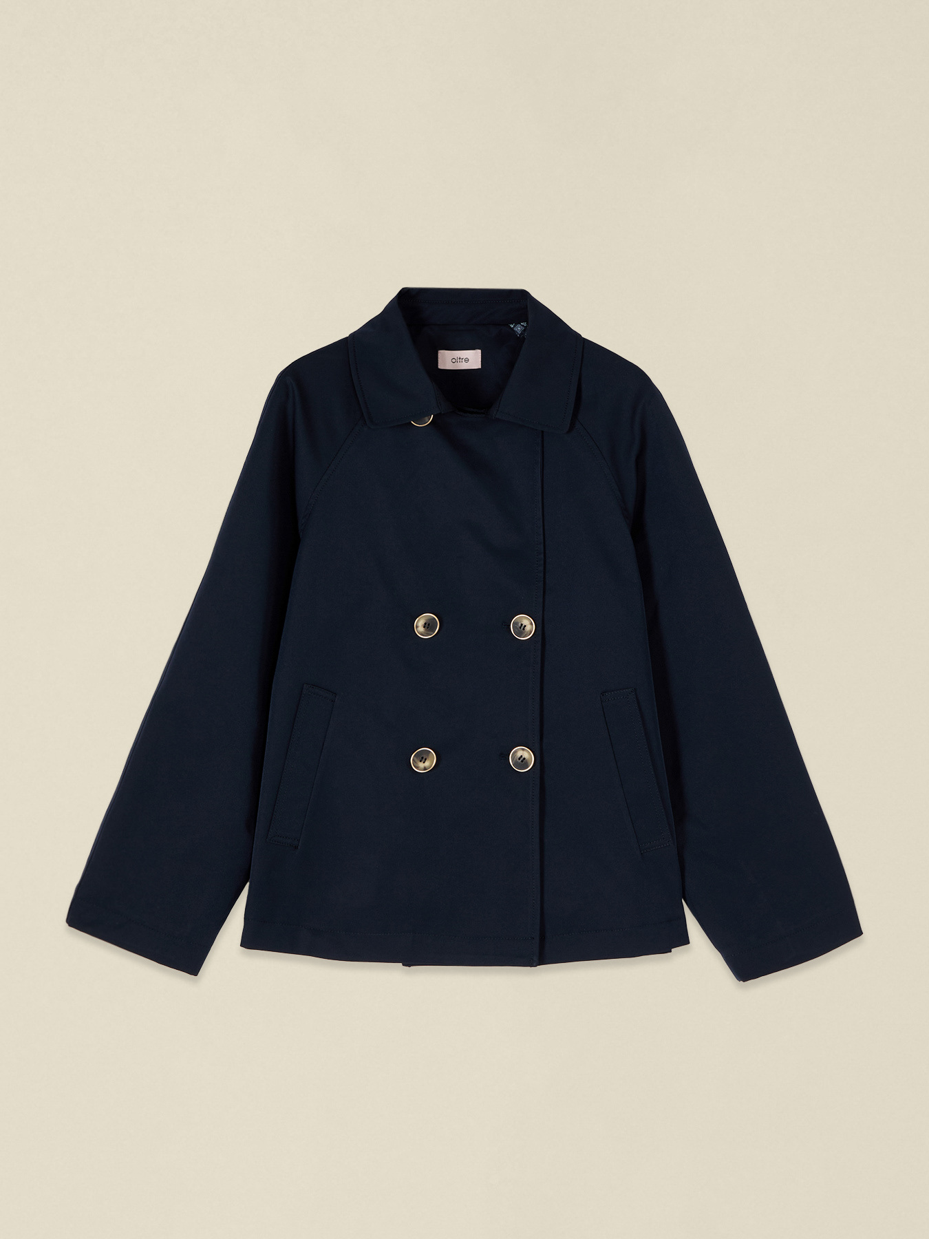 Short double-breasted trench coat image number 3