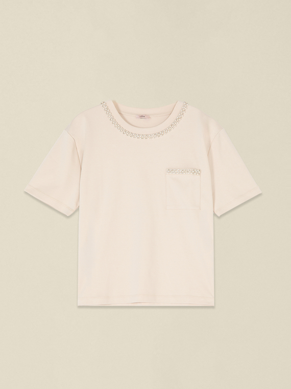 Cotton t-shirt with crystals