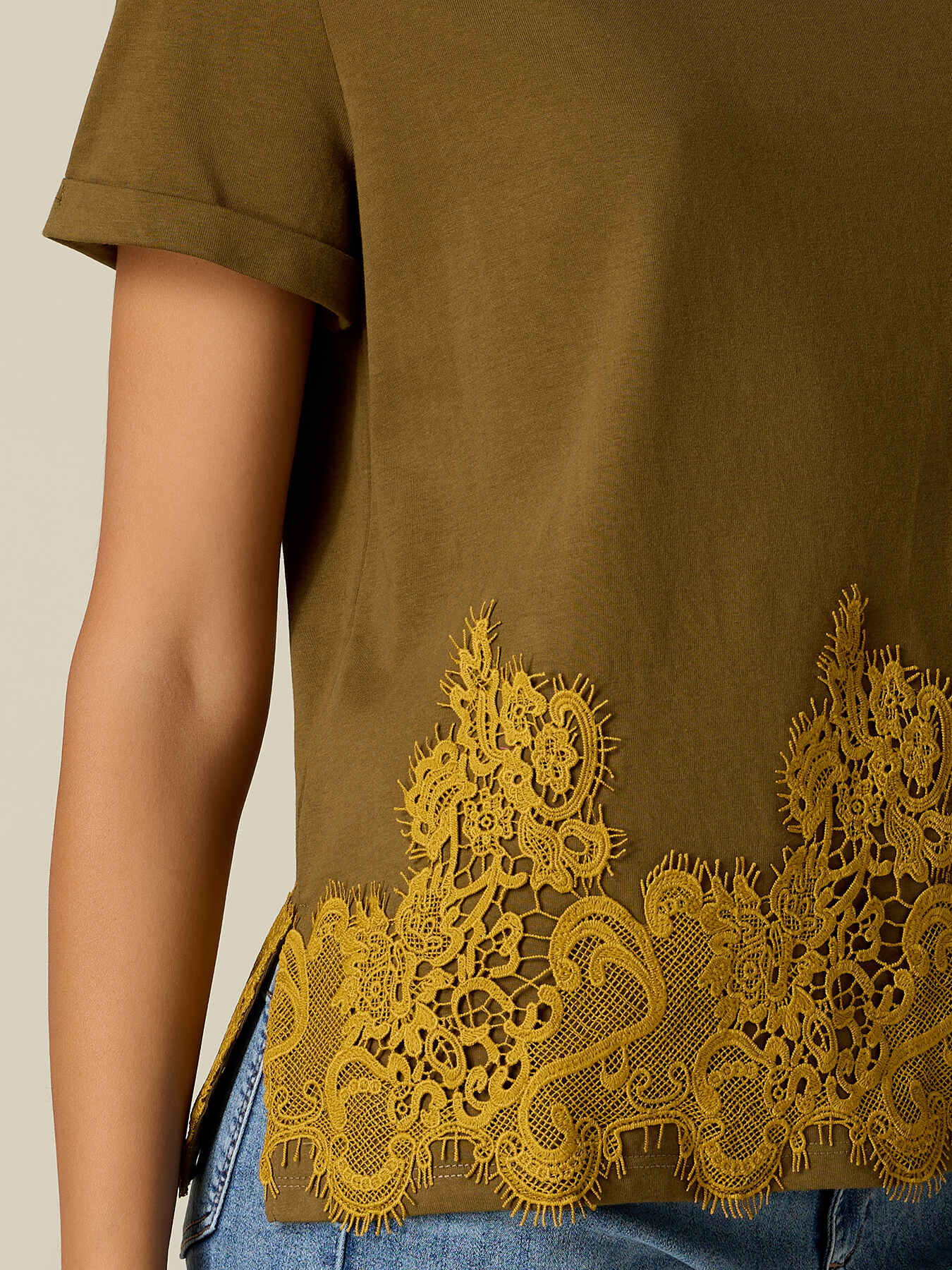 Cotton t-shirt with lace image number 2