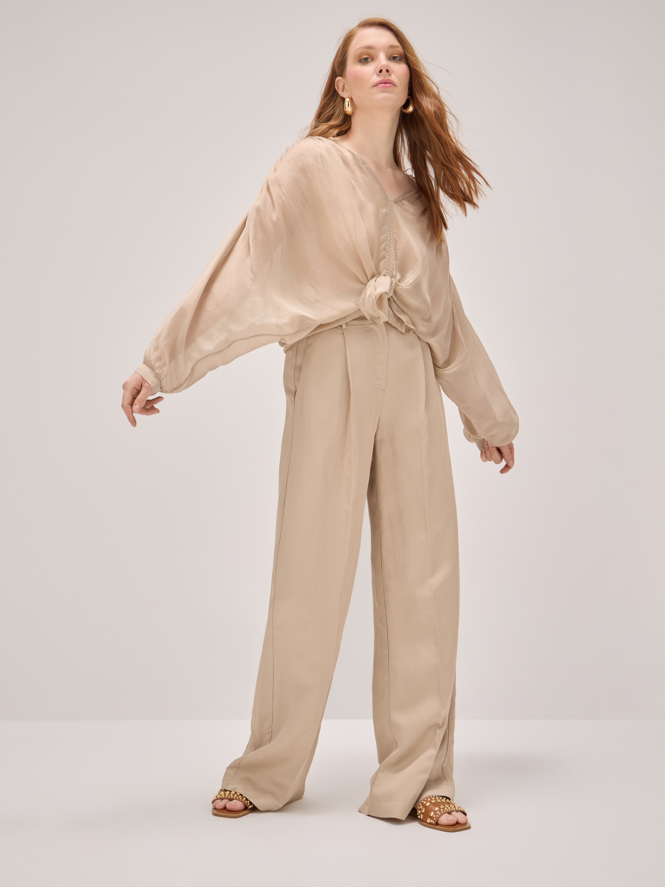 Blusa amplia mezcla de seda image number 3