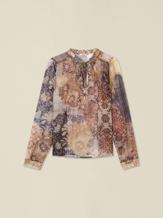 Bluse aus Cr&ecirc;pe mit Schleife