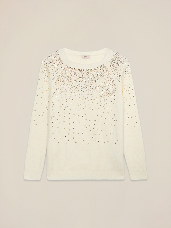Mixed wool sweater with sequins