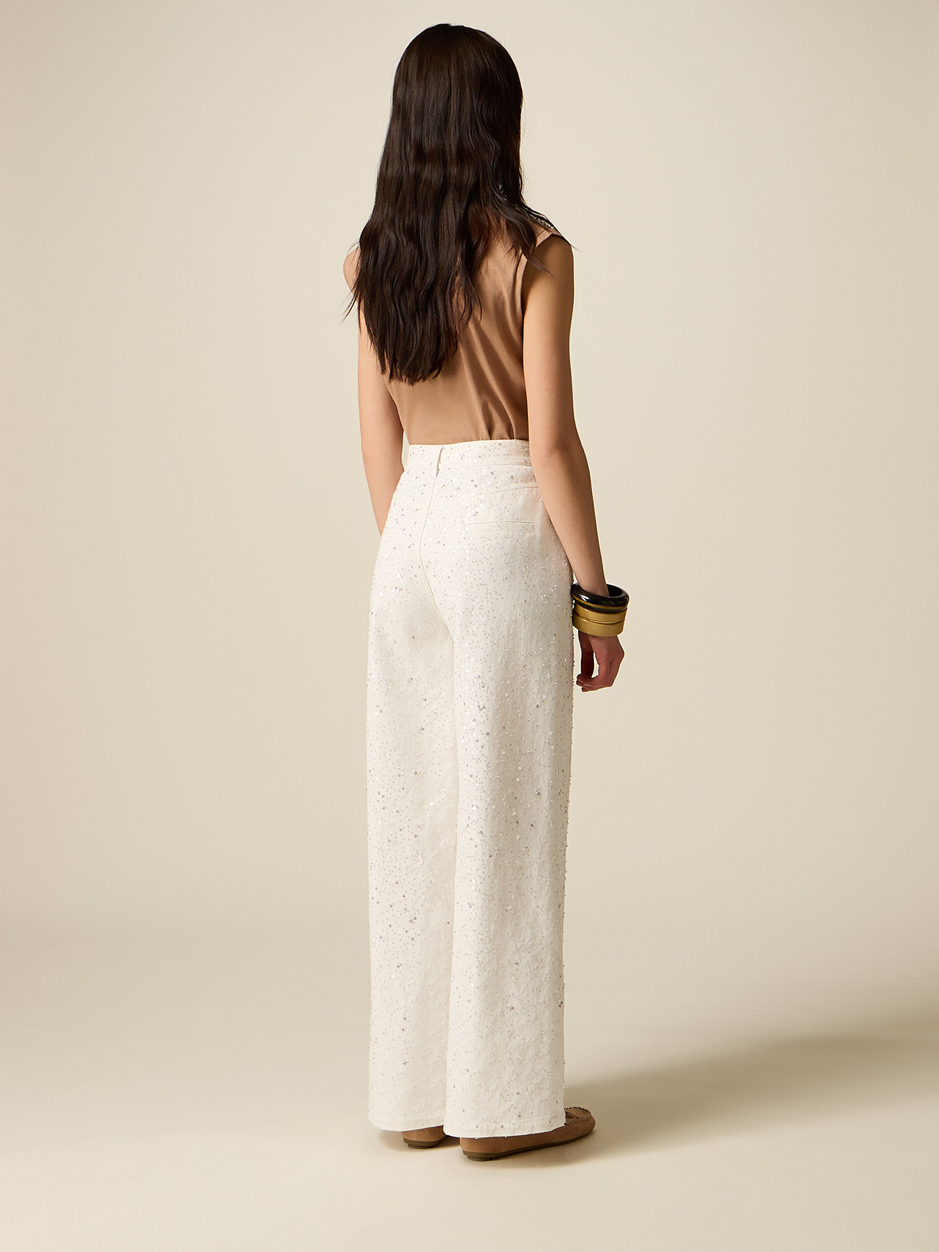 Pantaloni palazzo con paillettes image number 1