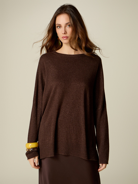 Oversized lurex wool-blend sweater