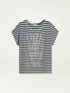 Gestreiftes T-Shirt mit Kristallen image number 3