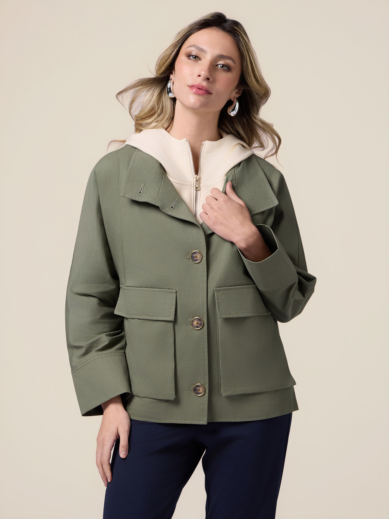 Cotton jacket with sweatshirt parts image number 0