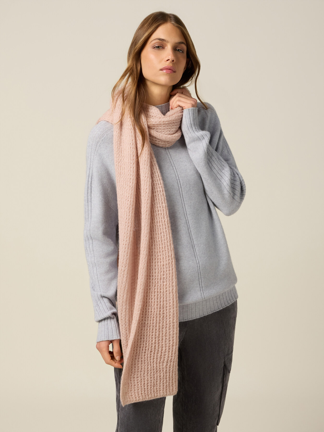 Long mixed mohair scarf image number 0