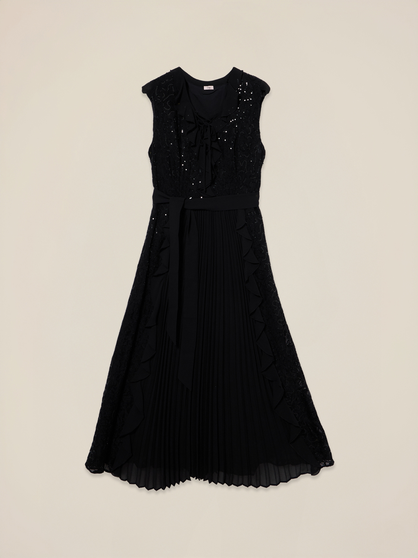 Vestido midi con volantes y lentejuelas image number 4