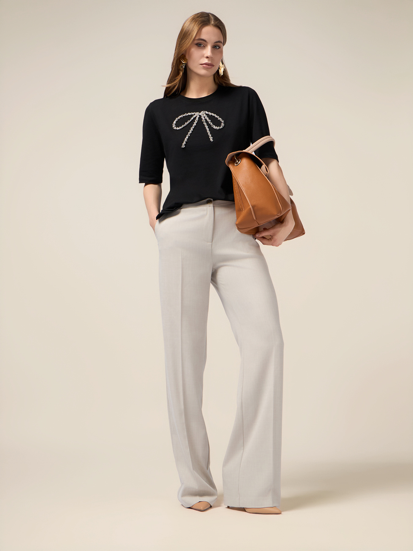 Pantaloni palazzo in tessuto fluido image number 0