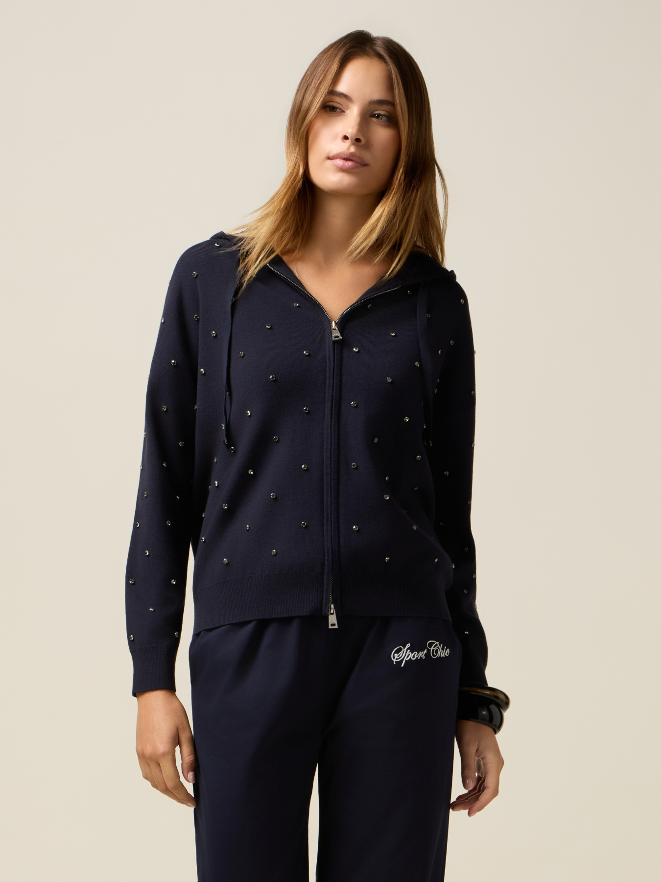 Hooded cardigan with patch pockets image number 0