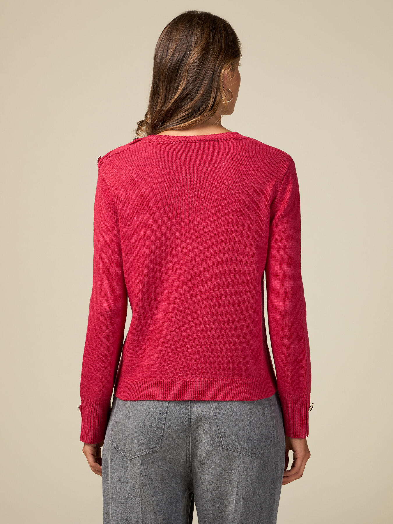 Pulover din amestec de cașmir cu nasturi bijuterie image number 1