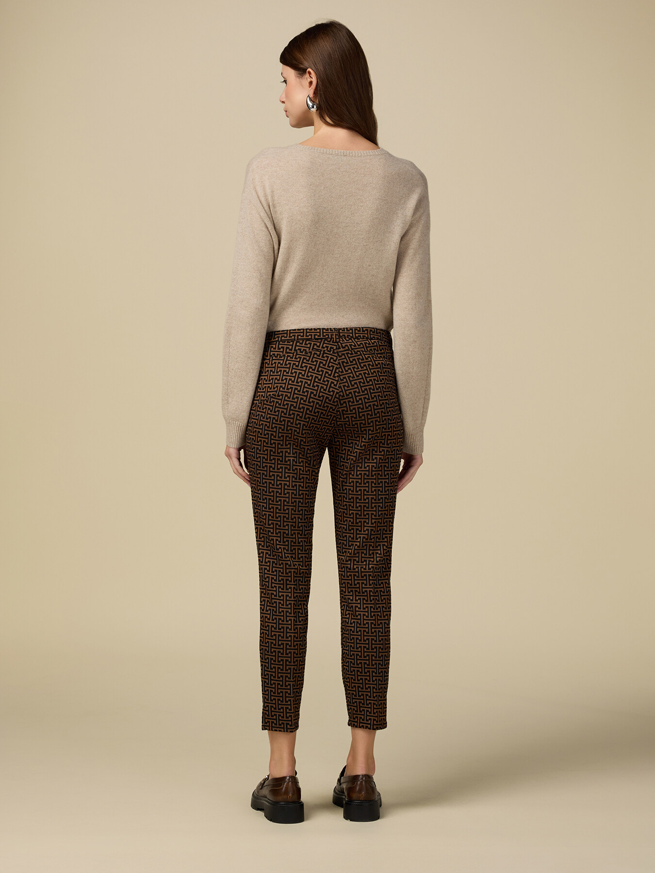 Geometric patterned skinny trousers image number 1