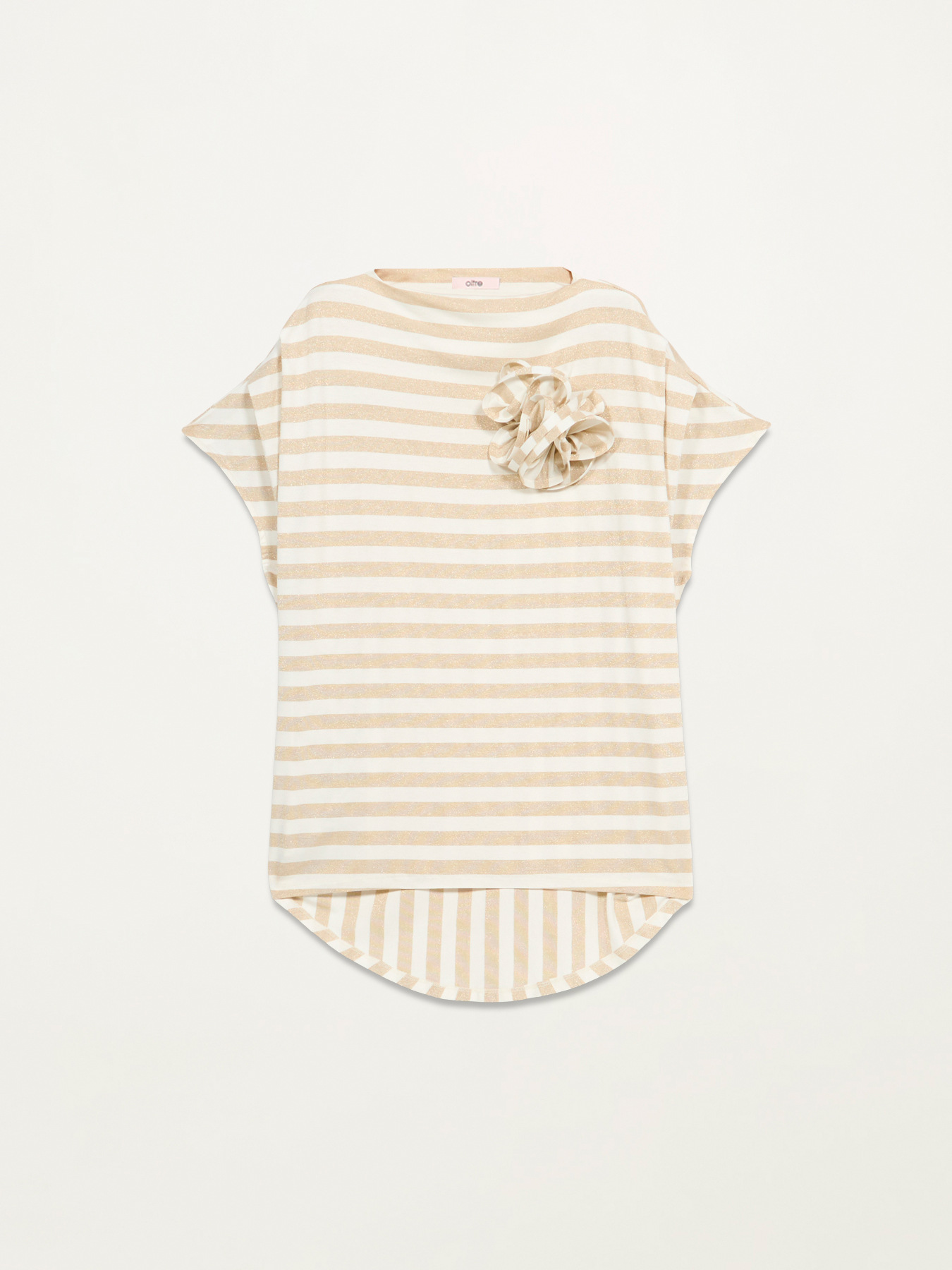 T-shirt over a righe con fiore image number 3