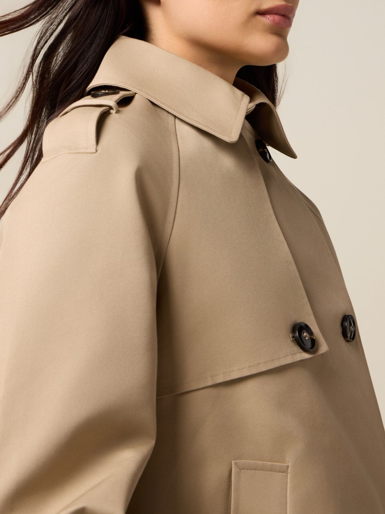 Short cotton blend trench coat image number 2