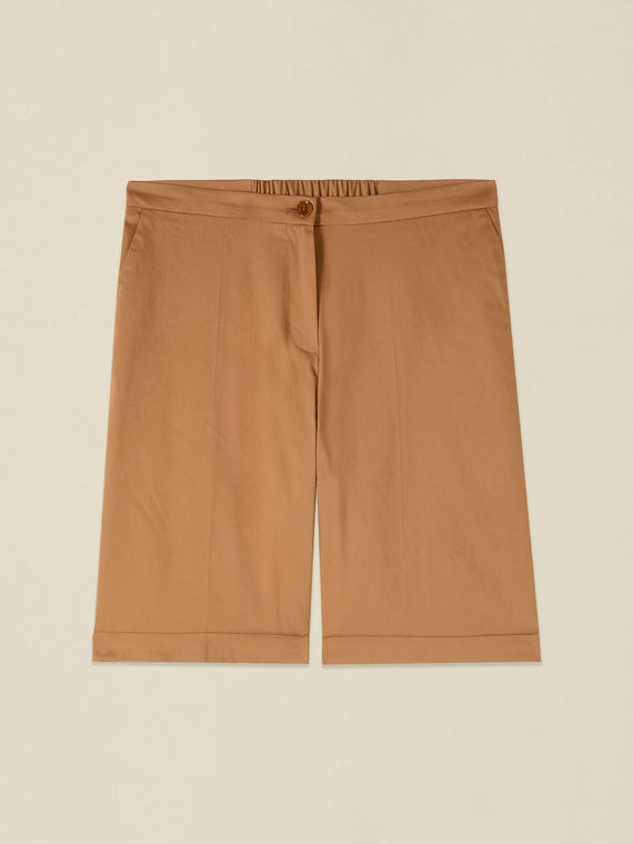 Mixed cotton bermuda shorts with turn-up